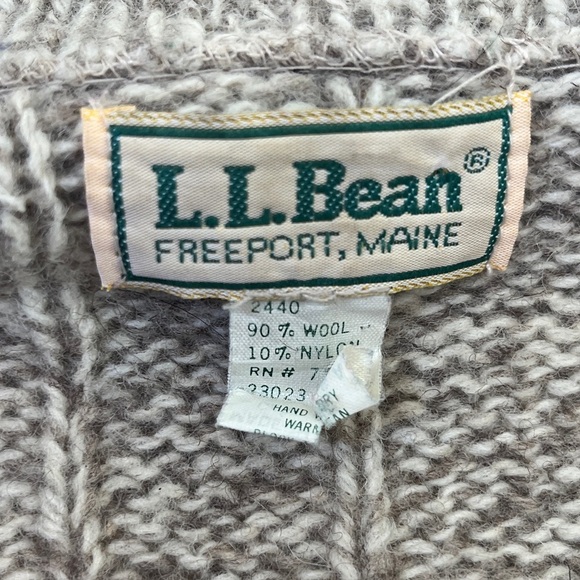 VNTG LL Bean Fair Isle Wool Zip Cardigan Sz L Made in USA Winter Outdoors Camp - Picture 4 of 12